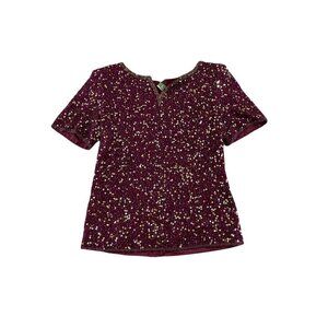 Vintage Deadstock Scala Burgundy Sequin Covered Top - NWT - Small